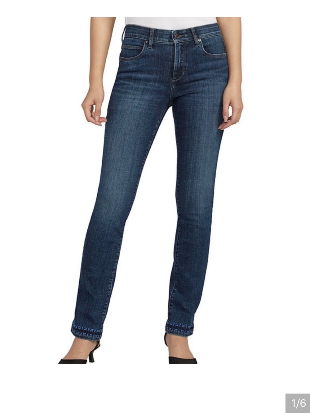 NWT Jag Mid Rise Ruby Straight Pocket Embroidery In Night Owl SZ 12